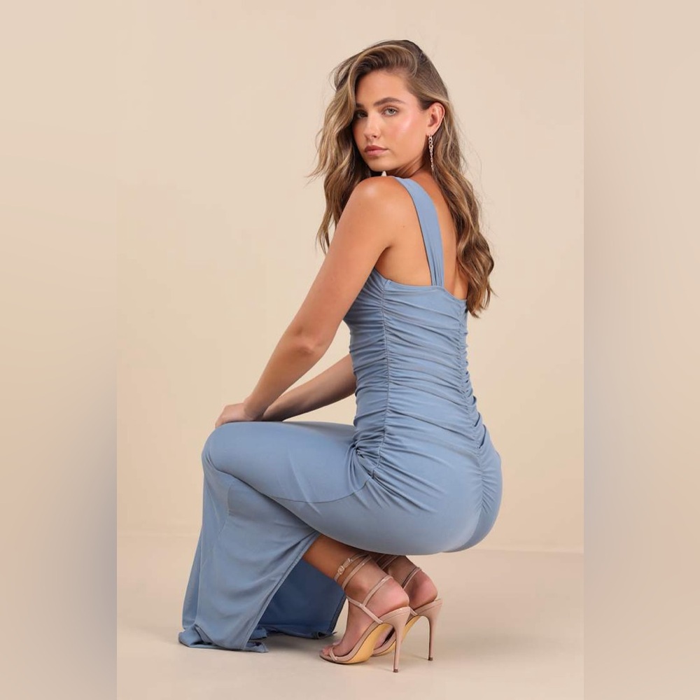 Lulu's Sky Blue Square Neck Maxi Dress - image 2